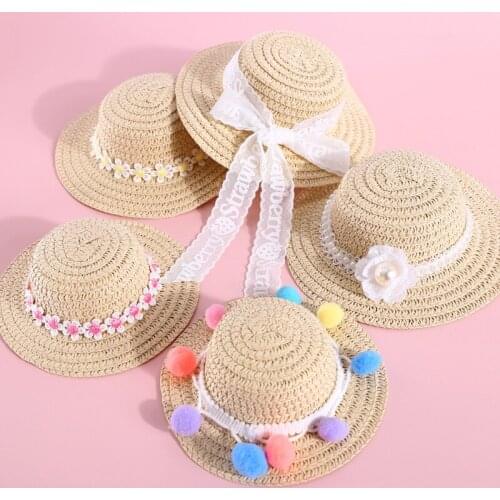 Hawaii Style Pet Cat Sun Hat Beach Cute Lace Daisy Straw Dog Cap Knitted Party Pets Helmet Dogs Accessories