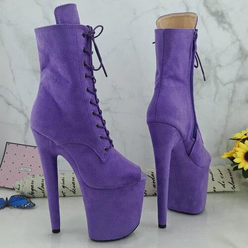 Leecabe Purple Suede PU 20CM/8inches Pole dancing platform Pole Dance boots