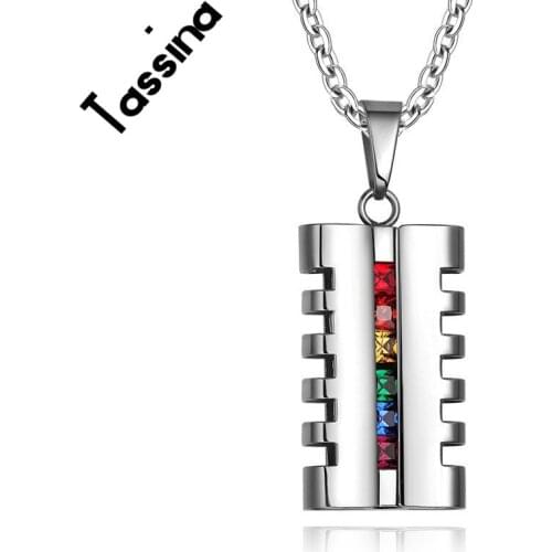 Tassina LGBT Style Jewelry Titanium Steel Zircon Crystal Pendant Necklace For Gay Pride Fashion Jewelry TNPPN010