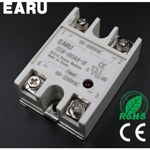 Solid State Relay SSR-60AA-H 60A 80-250V AC TO 90-480V AC SSR 60AA-H relay solid state Resistance Regulator