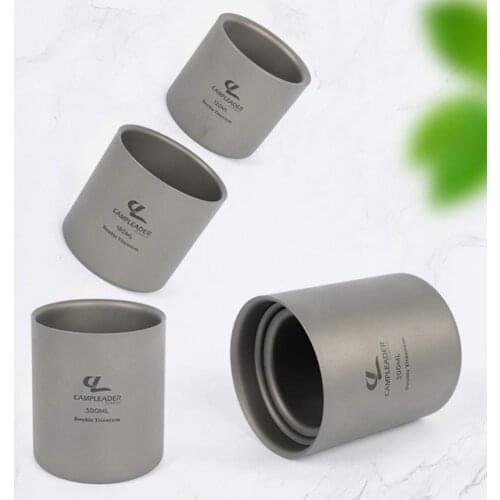 300ml Ultralight Portable Titanium Bowl Camping Titanium Pot Cup Portable Titanium Cup Double-layer Lightweight Camping Mug