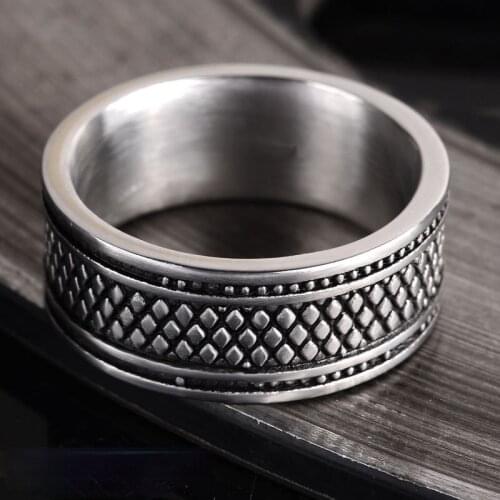 Retro Personality Punk Silver Color Ring Trend Domineering Mens Titanium Steel Ring Fashion Mens Hip Hop Party Jewelry