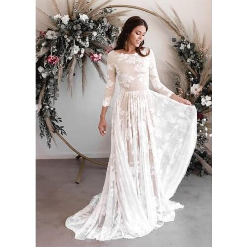 2020 Vintage Lace Wedding Dress Sexy Backless A-Line Bridal Gowns Floor Length Dresses Formal Beach Summer Vestido De Noiva