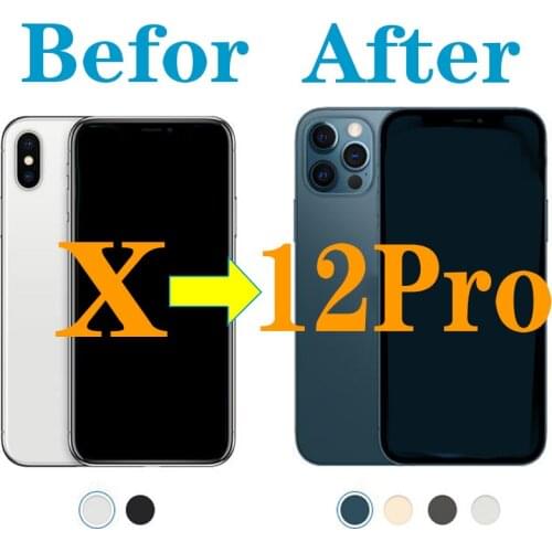 Free Case Newest Battery Cover For iPhone X Convert to iPhone 12 Pro Housing,for iPhone X turn into 12 Pro Housing Replacement