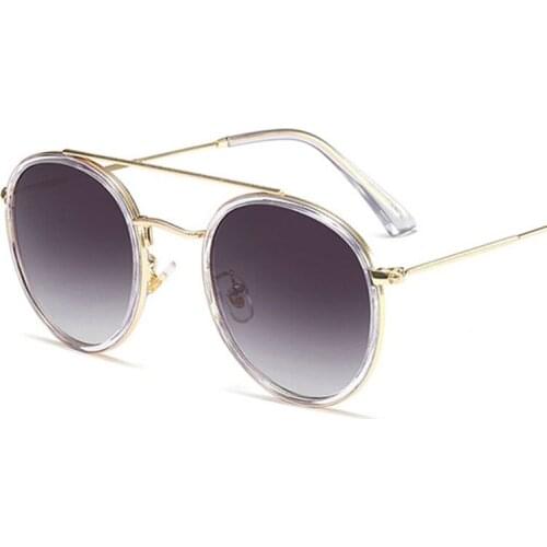 Veshion Women Round Sunglasses New Retro Steampunk Vintage Sun Glasses Double Bridge Metal Frame Glasses Shades Eyewear UV400