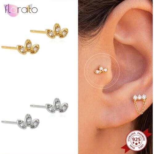 925 Sterling Silver Ear Needle Crown Crystal Earrings for Women Simple Tiny Stud Earrings Fashion Wedding Jewelry Accessories