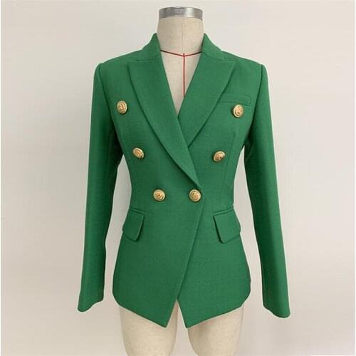 2021 Autumn Za Women Jackets Suit Metal Head Buckle Double-Breasted Small Green Suit Short Coat Slim Long Sleeve Blazers Women