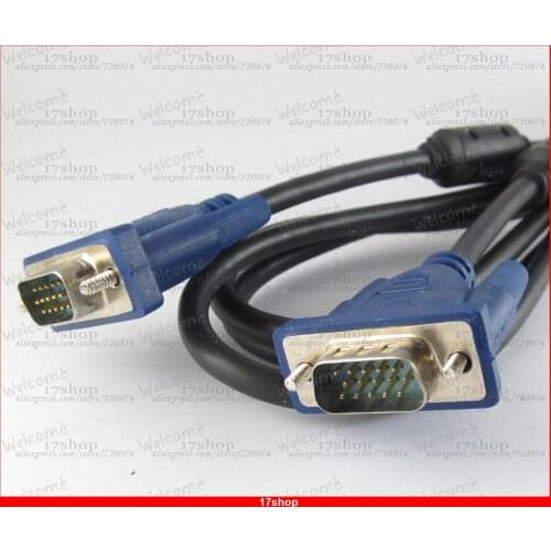 1 Set Monitor VGA SVGA DB15 Male to DB15 Male Cable with 2 Magnetic Rings Black