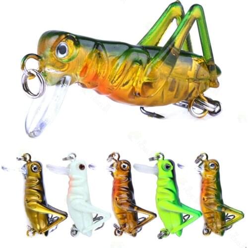 1 PCS 3.5CM/3G Luminous Grasshopper Insect Bait Flying Lure Bait Hard Bait Realistic Artificial Bait Bass 8 # Hooks Fishing Bait