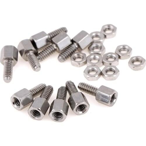 10Pairs/Lot 5+7mm Header Plate Bracket Stud Bolt & Nut Nuts Screw D-Sub VGA Serial