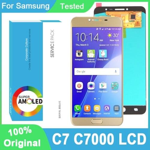 100% Original AMOLED 5.7'' Display For Samsung Galaxy C7 C7000 SM-C7000 Full LCD Touch Screen Digitizer Repair Parts