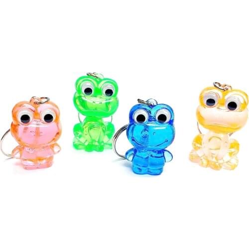 12 pcs Moving eye Frog with key chain Rings Retro Birthday Party favors giveaways gadget souvenirs gift Bag Gag Prize