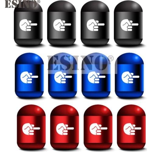 4 x Car Styling Aluminum Alloy Middle Finger Gesture Wheel Tire Valve Caps Wheel Tires Valves Tyre Stem Air Caps Airtight Covers