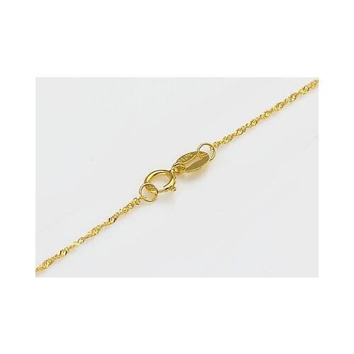 AU750 Pure Fine 18K Yellow Gold 1mm W Singapore Chain Necklace/ 1.1g /15.7 inch