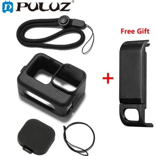 PULUZ Cage For GoPro HERO9 Black Silicone Protective Case + POM Side Interface Cover with Wrist Strap & Lens Cover
