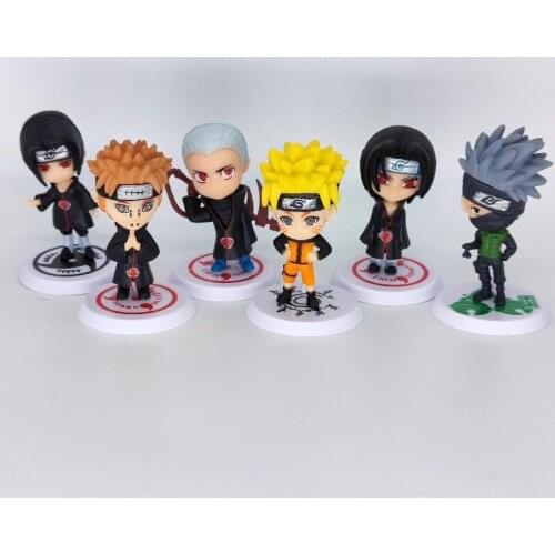 6PCS Anime Naruto Figures Uzumaki Naruto Kakashi Q Version Action Figure Model Cartoon Statue Collection Doll Gift Toys