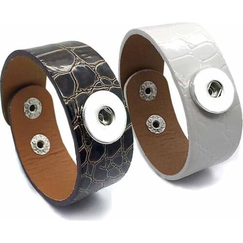 Hot Sale 260 Interchangeable Fashion PU Leather Retro Bracelet 18mm Snap Button Bangle Charm Jewelry For Women Teenagers Gift