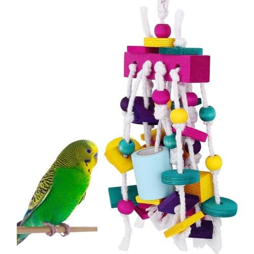Pet Bird Chewing Toys,Parrot Cage Bite Toys,Bird Tearing Entertaining Toys,Wooden Block Tearing Toys for Small and Pet Birds