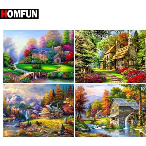 HOMFUN DIY Diamond Painting "beautiful scenery" Full Drill Square Round Diamond Embroidery 5D Cross Stitch Decoration Home