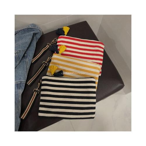 Cosmetic Bag Women Striped Makeup Case Organizer Korean Tassel Cosmetic Pouch Necesserie Travel Toiletry Bag Canvas Beauty Case
