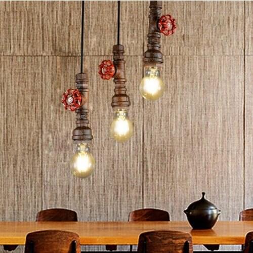Loft Style Water Pipe Lamp Edison Pendant Light Fixtures Vintage Industrial Lighting For Dining Room Hanging Droplight Lampara