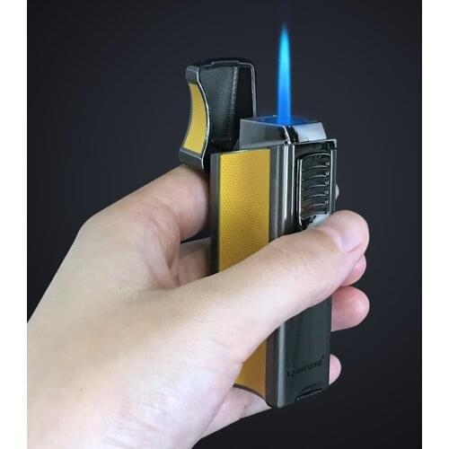Guevara Metal Cigar Cigarette Tobacco Lighter Torch Jet Flame Refillable With Punch Smoking Tool Accessories Portable Gift Box