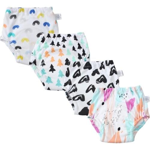 Reusable Baby Potty Training Pants Waterproof Infant Boys Girls Underwear Panties Cotton Washable Nappies Cloth Diapers