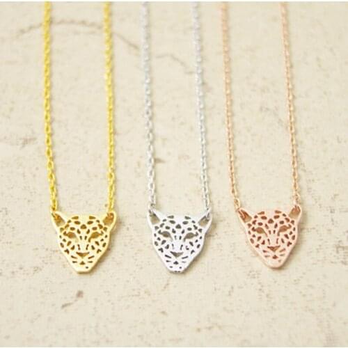 Fashion Jewelry Cute Piercing Leopard Head Pendant Necklace Mix Color Women Bulk Cross Charms Chain Free Shipping Wholesale