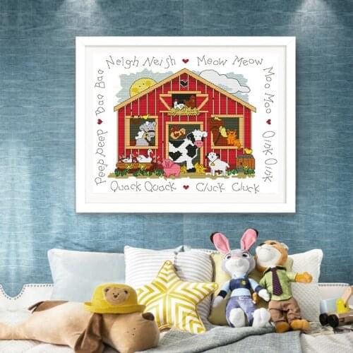 Happy farm cartoon counted 11 14CT Cross Stitch Set DIY DMC Chinese Cross-stitch Kit Embroidery Needlework Home Decor Send tool