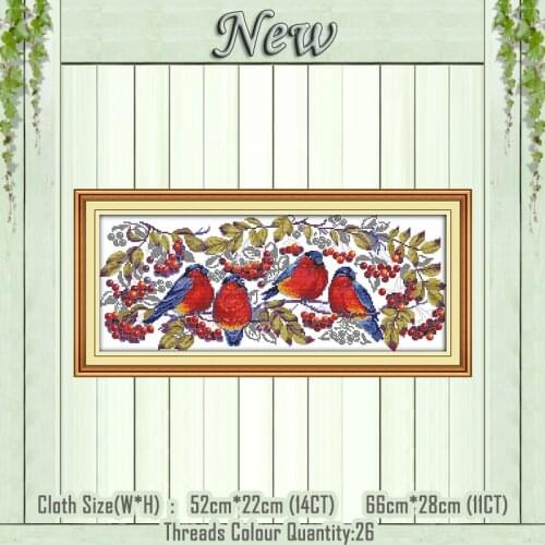 Red covered with branches birds diy painting counted printed on canvas DMC 14CT 11CT Cross Stitch Needlework Sets Embroidery kit