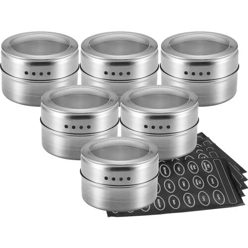 Magnetic Spice Jars Container Set With Labels Stickers Pen Seasoning Bottle Pepper Storage Favor Of Elefants Kitchen Tools