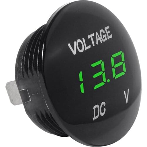 Voltage Meter Universal Voltmeter Digital Display Water Resistant LED Green Color for 12V-24V DC Car Motorcycle Automobile Truck