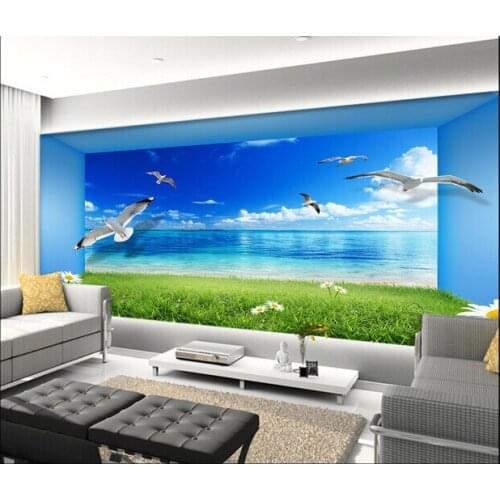 3D wallpaper custom mural non-woven wall paper The sitting room TV setting wall is beautiful sea view 3 d wall murals wallpaper