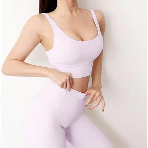 New Thread Beautiful Back Shockproof Bra And Leggings Sports Yoga Fitness Two-piece Suit Women