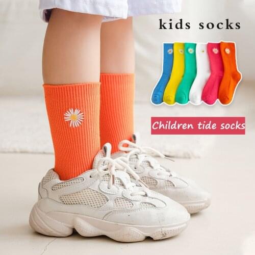 2020 summer new boys and girls middle tube socks trendy socks fluorescent color childrens socks Korean student socks