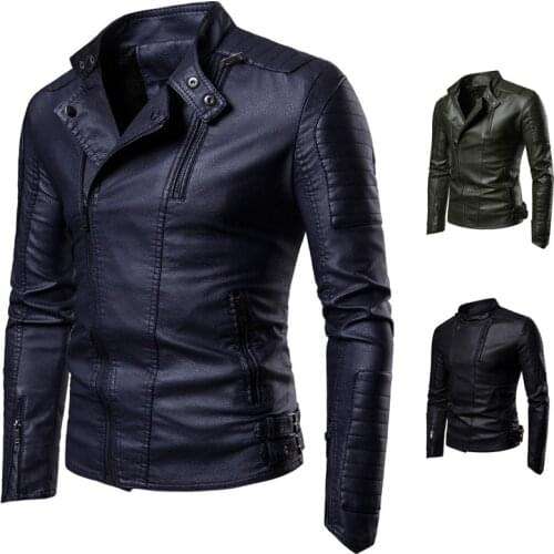 Autumn And Winter New Products Stayed Locomotive Leather Jacket Male Plus Velvet Trend Casual Stand