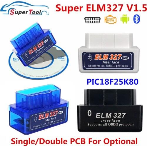 OBD2 Diagnostic Tool Bluetooth V1.5 OBD II ELM327 PIC18F25K80 ELM 327 Bluetooth Double PCB ELM327 Bluetooth Car Diagnostic Tool
