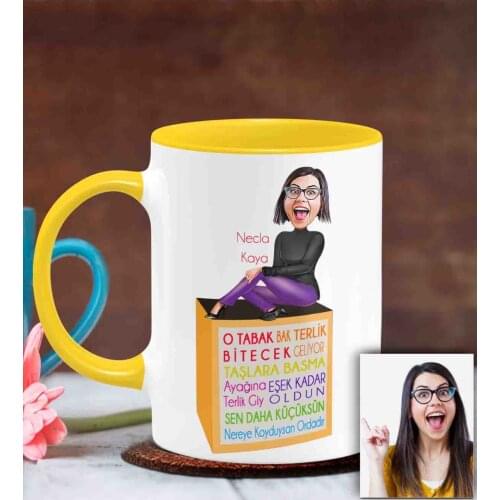 Personalized Mother 'S Day Themed Caricature Of Yellow Mug CUP SA5