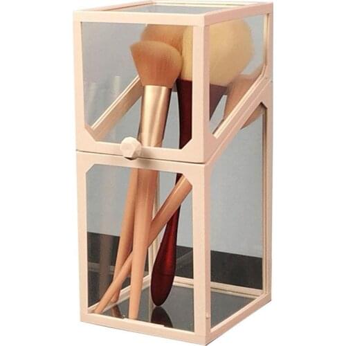 Portable Fashion Makeup Brush Holder Dustproof Eyebrow Pencil Holder Cosmetic Pen Holder With Lid Desktop Storage Container