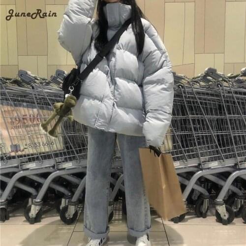 Simple All-Match Warm Women Cotton Jacket Korean Style Solid Oversized Parkas Harajuku 2021 Vintage Winter Loose Zipper Coats