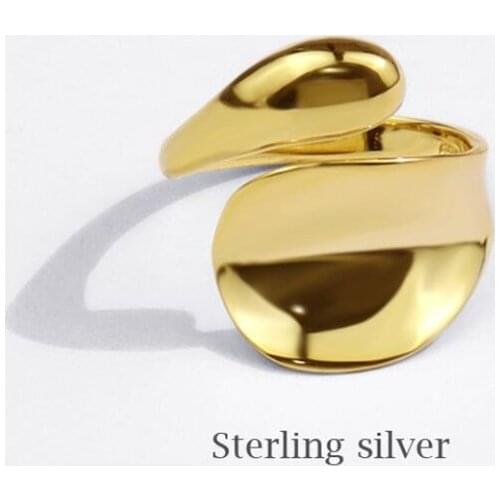 Season Gate 925 Sterling Silver Simple Geometric Trendy Personality Smooth Adjustable Size Open Ring SR121