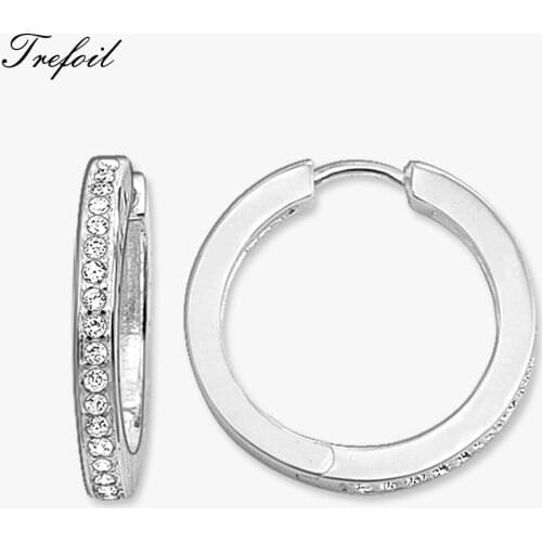 Hinged Hoops Earrings Large Creole White,2018 Fashion Jewelry 925 Sterling Silver Trendy Brincos Wedding Gift For Women Girls