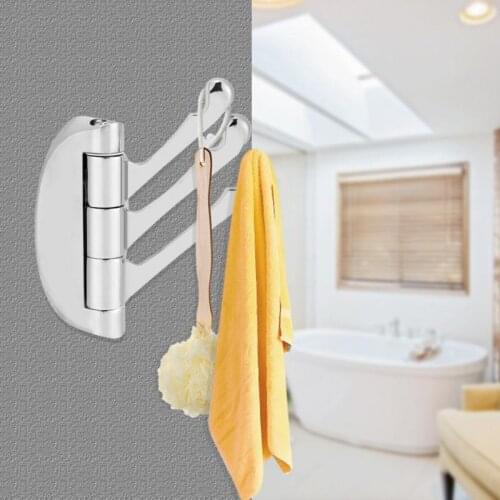 Three Arms Swivel Towel Hook Bedroom Bathroom Clothes Hanger Wall Mounted Holder For Wall Hanging Accessories Silver