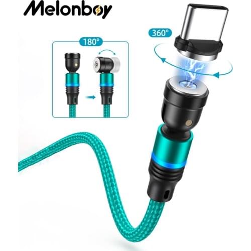 Melonboy 540 Rotation Charging Cable Micro USB Type C Magnetic USB Cable Charger For iPhone11 Pro XS Max Xiaomi Phone Usb Cord