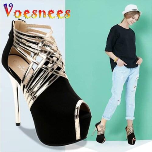 New Zip Steel Pipe Dance Shoes Women Glitter Hollow Out Sexy Fish Mouth High Heels 14CM Platform Party Wedding Summer Sandals