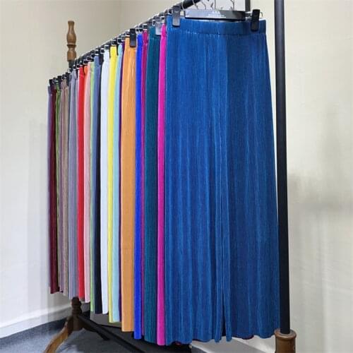 2021 Women Soft Comfortable Pleated Long Pants Elastic Waist Loose Wide Leg Pants Plus Size Maxi Trousers M-5XL 6XL 7XL