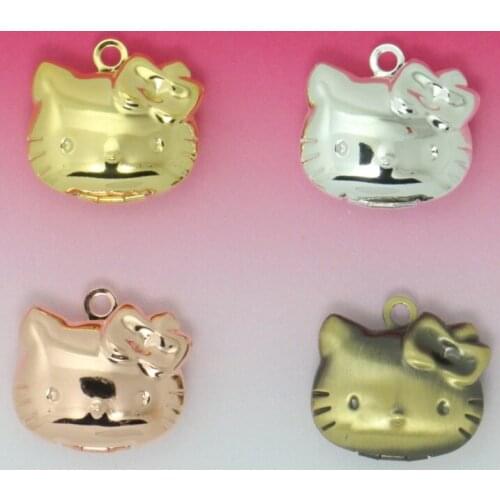 100pcs Lovely flowers Cat Photo Locket Pendants 20*20MM DIY Jewelry Fittings Antique Bronze-Silver-Rose gold