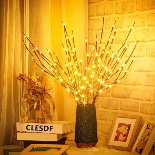 20 LED Battery Power Simulation Orchid Branch Light Vase Filler Flower Willow Branch Fairy Light Garland Home Decoration