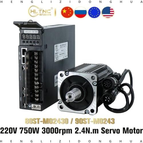 220V 750W 80ST-M02430 90ST-M02430 A1-SVD15 Servo motor 3000RPM 2.4 N.M Single-Phase ac drive permanent magnet Matched Drive