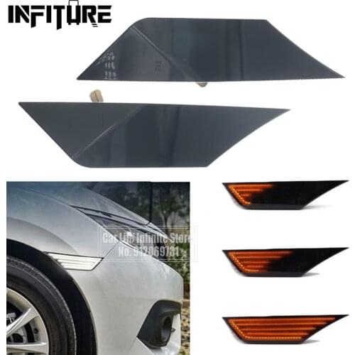 2x Turn Signal Lights Indicator Lamps Flowing LED For Honda Civic 10th Gen 2016 2017 2018 2019 2020 Side Marker Repeater Light